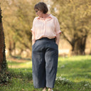 Pantalon Briac lin stone wash Brume d’Azur | Quintessence