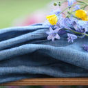 Robe Louisa manches 3/4 Lin chiné denim vue détail | Quintessence