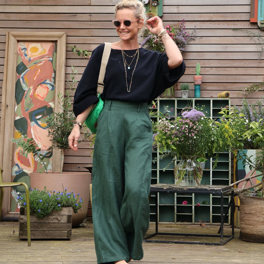 Veste Frida en lin vert anglais - Quintessence
