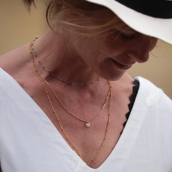 Collier Mi-long Satellite Collection Cordoba – Pendentif Fleur En Labradorite Bleue/grise – Neuf Sans Emballage