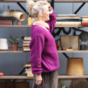 Gilet col V Hermine — mohair lilas