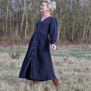 Robe Clémence -  viscose/lin bleu marine