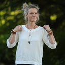 Blouse Constance — Double gaze blanche - bandes brodées