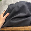 Coupon - lin noir assez épais 145x360 (E12)