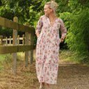 Robe Diane - Coton rayures ficelle fleuries