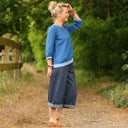 Blouse Constance — Lin majorelle & bandes bleu océan