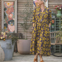 Robe Manon - viscose fleuri prune/ocre