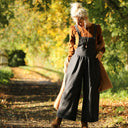 Salopette Isaure - Flanelle tartan ivoire, noir et camel