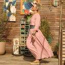 Jupe Sarah - double gaze de coton rose boisé tie & die