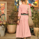 Jupe Sarah - double gaze de coton rose boisé tie & die