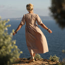 Robe Edonie - Seersucker de coton vichy rose/kaki