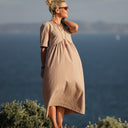 Robe Edonie - Seersucker de coton vichy rose/kaki