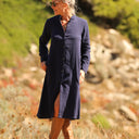 Robe Yuna -  Double gaze de coton bleu nuit