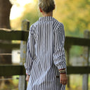 Robe Pensée - Rayures bleues argentées