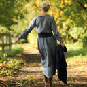 Robe Aurélia - Double gaze de coton bleu chiné