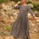 Robe Louisa viscose fleurettes dorées