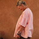 Blouse Léopoldine - double gaze de coton rose plumetis or