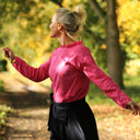 Blouse Janelle – Voile de coton fuchsia plumetis rose