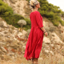 Robe Louisa coton-lin coquelicot