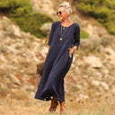 Robe Louisa double gaze de coton marine