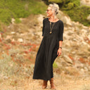 Robe Louisa - Double gaze de coton/lin jacquard fleuri noir