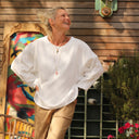 Blouse Naomie - triple gaze de coton blanche