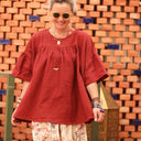 Blouse Léopoldine - armuré/double gaze de coton terre de sienne