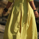 Robe Louisa manches 3/4 vichy ficelle/jaune fluo