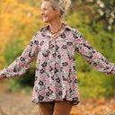 Chemise Caroline - Velours milleraies fleuri Rosea