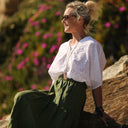 Blouse Yoko - voile de coton brodé blanc cassé pâquerettes