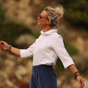 Blouse Catherine bel armuré de coton blanc