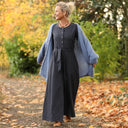 Combinaison Perla - flanelle de coton bleu ardoise chiné