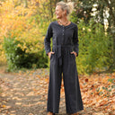 Combinaison Perla - flanelle de coton bleu ardoise chiné