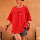 Blouse Léopoldine - double gaze de coton rouge coquelicot