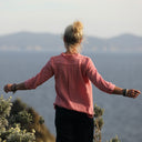 Blouse Isabeau - double gaze de coton chiné fraise