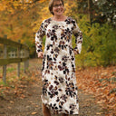 Robe Anaëlle - Viscose fleuri moka