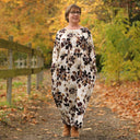 Robe Anaëlle - Viscose fleuri moka