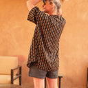 Blouse Léopoldine - viscose Batik marine/camel