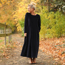 Robe Louisa - velours côtelé bleu marine