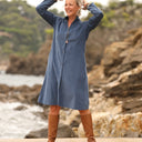 Robe Yuna - velours milleraies bleu officier