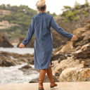 Robe Yuna - velours milleraies bleu officier