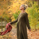 Robe Louisa - double gaze de coton kaki