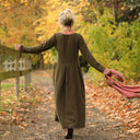 Robe Louisa - double gaze de coton kaki