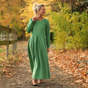 Robe Louisa - velours milleraies vert pomme