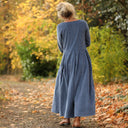 Robe Louisa - velours côtelé bleu officier