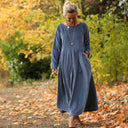 Robe Louisa - velours côtelé bleu officier