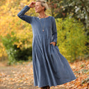 Robe Louisa - velours côtelé bleu officier