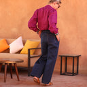 Pantalon Lazare lin lavé indigo