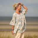 Blouse Léopoldine - double gaze de coton Rouge gorge bleu