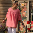 Blouse Léopoldine - double gaze de coton corail rosé